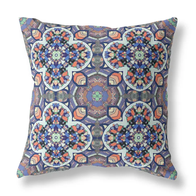 16" Blue and Orange Throw Pillow