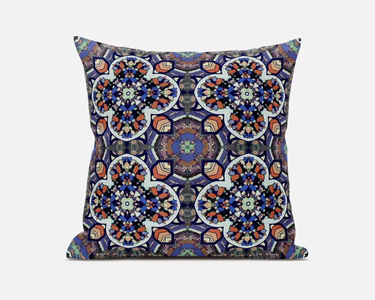 16" Blue and Orange Throw Pillow