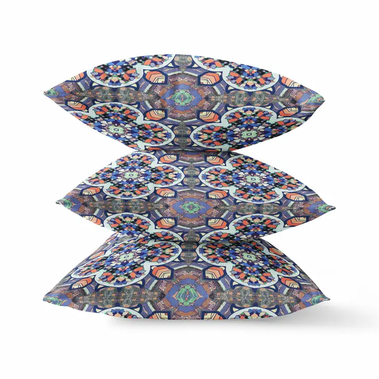 16" Blue and Orange Throw Pillow