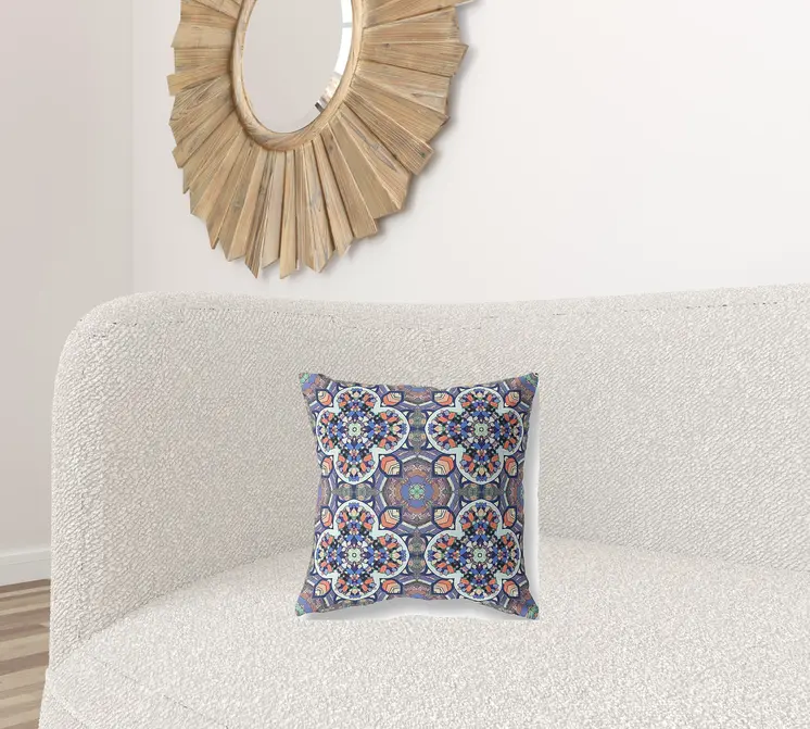 16" Blue and Orange Throw Pillow