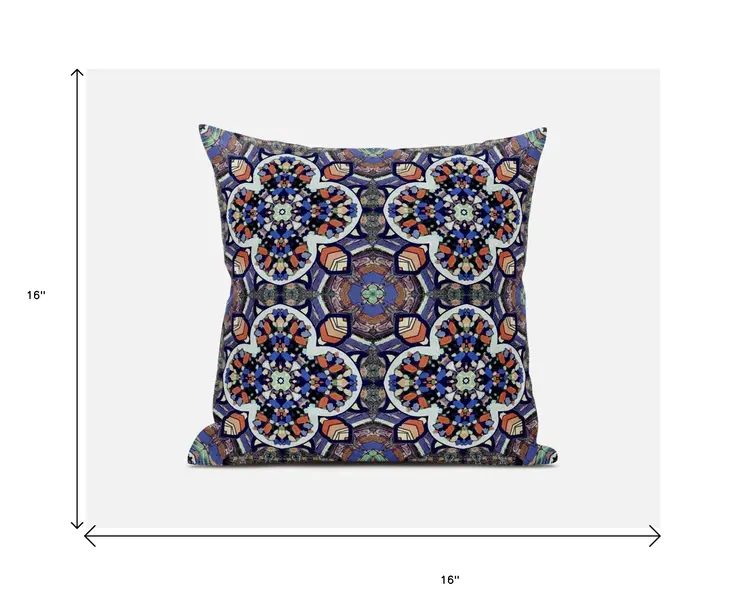 16" Blue and Orange Throw Pillow