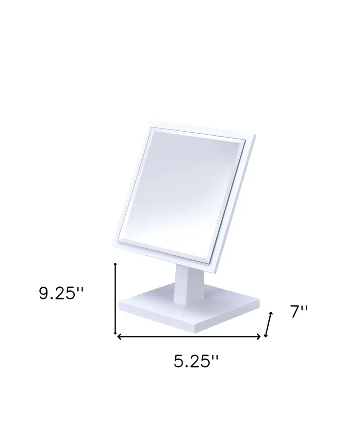 White Rectangle Makeup Shaving Tabletop Mirror