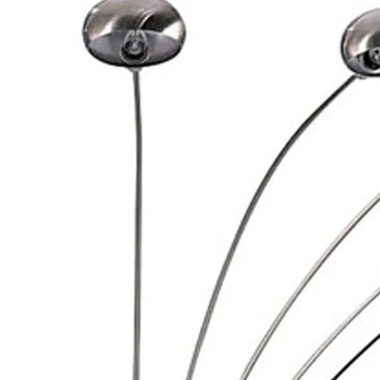 84" Nickel Five Lights Arc Floor Lamp With Nickel Dome Shade