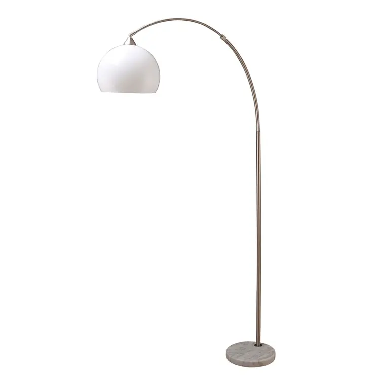 76" White Arc Floor Lamp With White Dome Shade