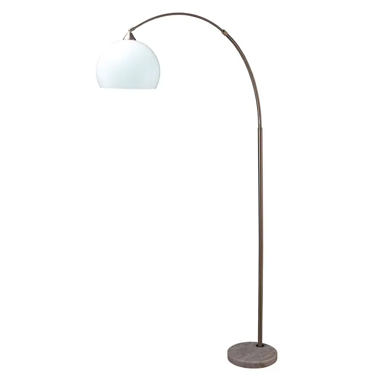 76" White Arc Floor Lamp With White Dome Shade