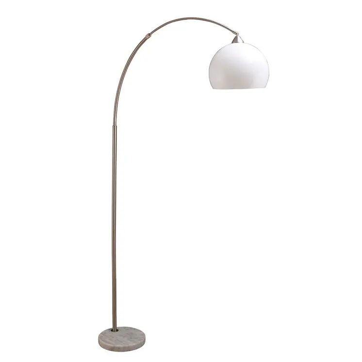 76" White Arc Floor Lamp With White Dome Shade