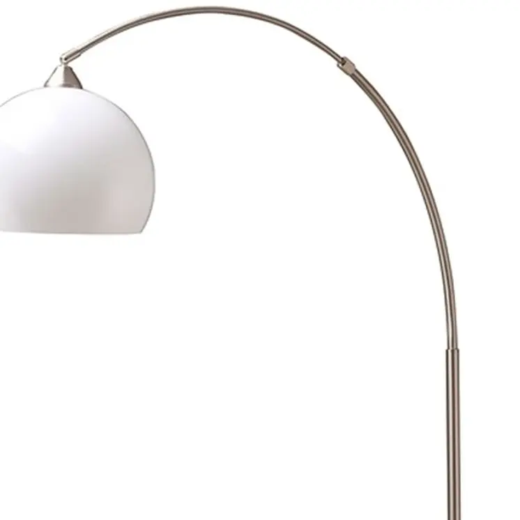 76" White Arc Floor Lamp With White Dome Shade