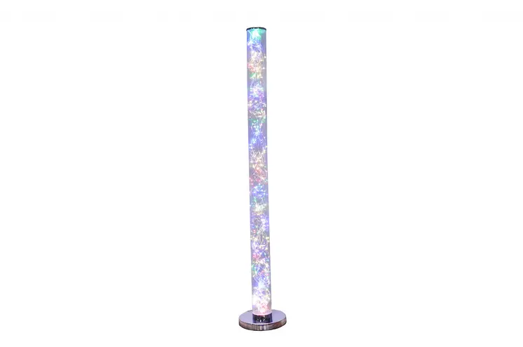 49" Silver LED Column Floor Lamp With Clear Acrylic Drum Shade