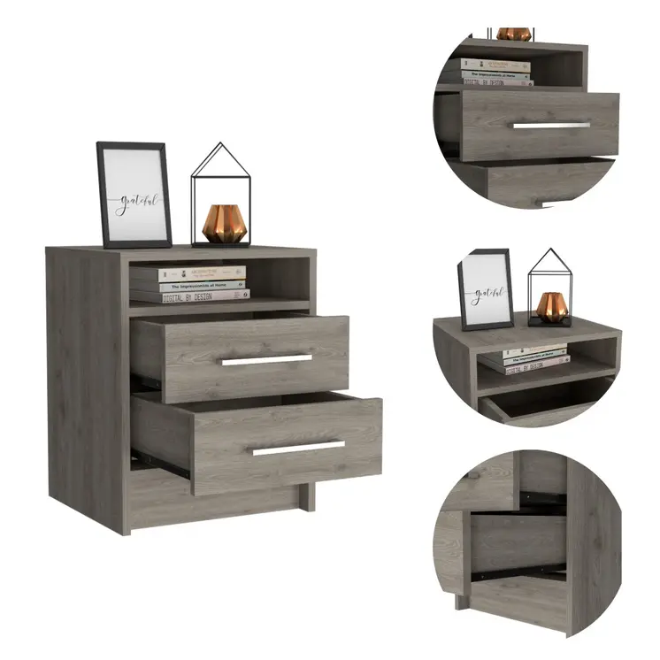 20" Wood Two Drawer Nightstand