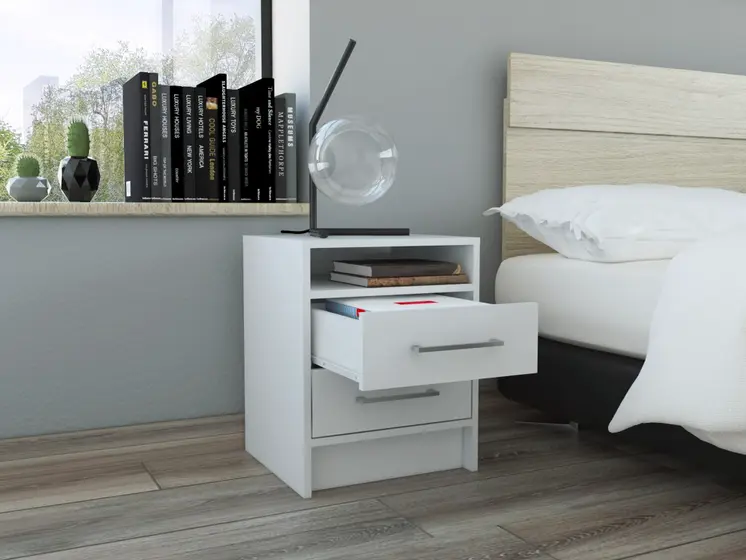 20" Wood Two Drawer Nightstand