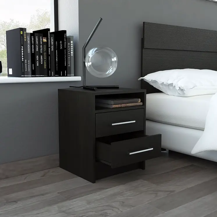 20" Wood Two Drawer Nightstand