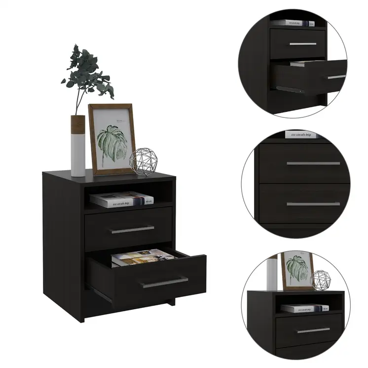 20" Wood Two Drawer Nightstand