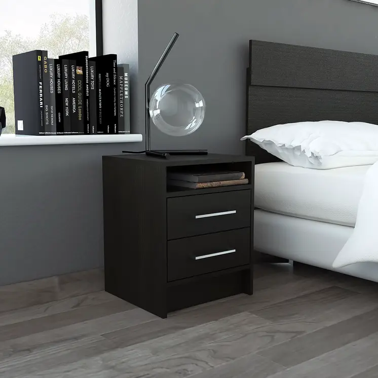 20" Wood Two Drawer Nightstand