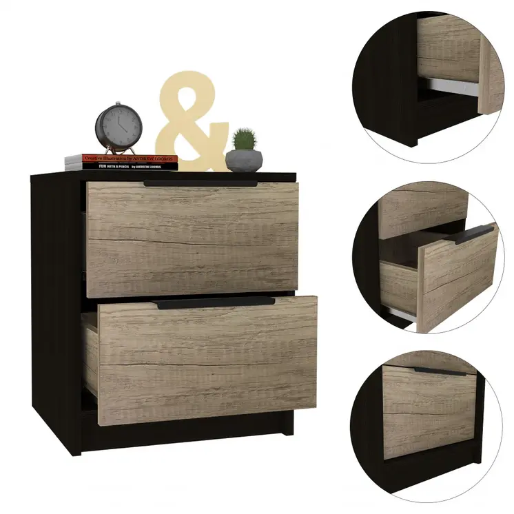 19" Wood Two Drawer Nightstand