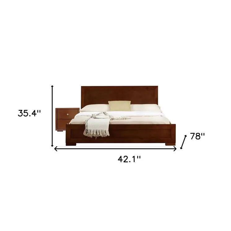 Moma Walnut Wood Platform Twin Bed With Nightstand