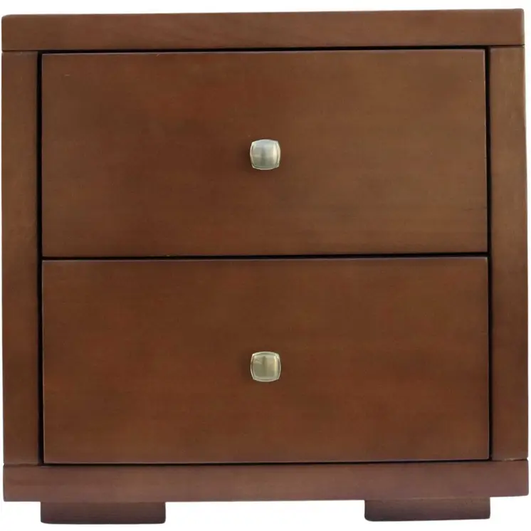 Moma Walnut Wood Platform Queen Bed With Two Nightstands