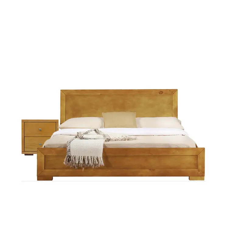 Moma Oak Wood Platform Twin Bed With Nightstand