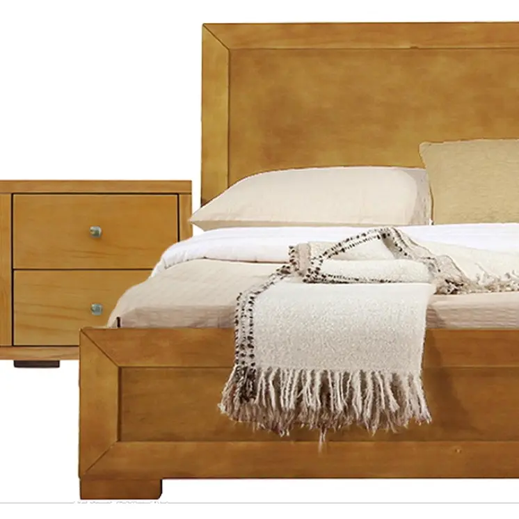 Moma Oak Wood Platform Twin Bed With Nightstand