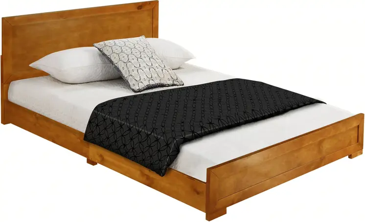 Moma Oak Wood Platform Twin Bed With Nightstand