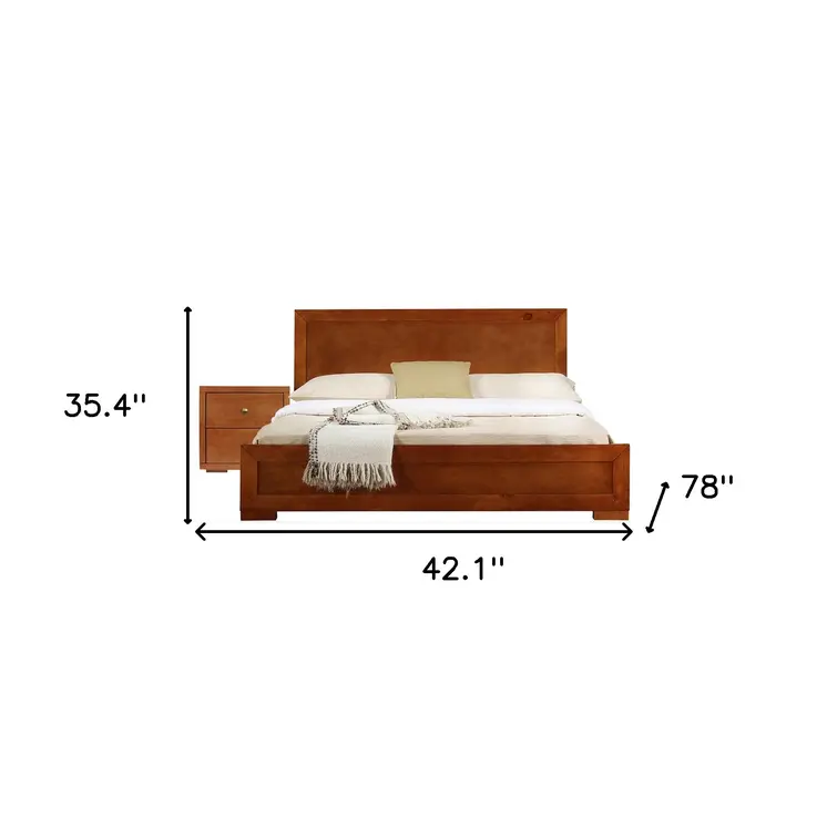 Two Piece Dark Red Solid and Manufactured Wood Bedroom Set