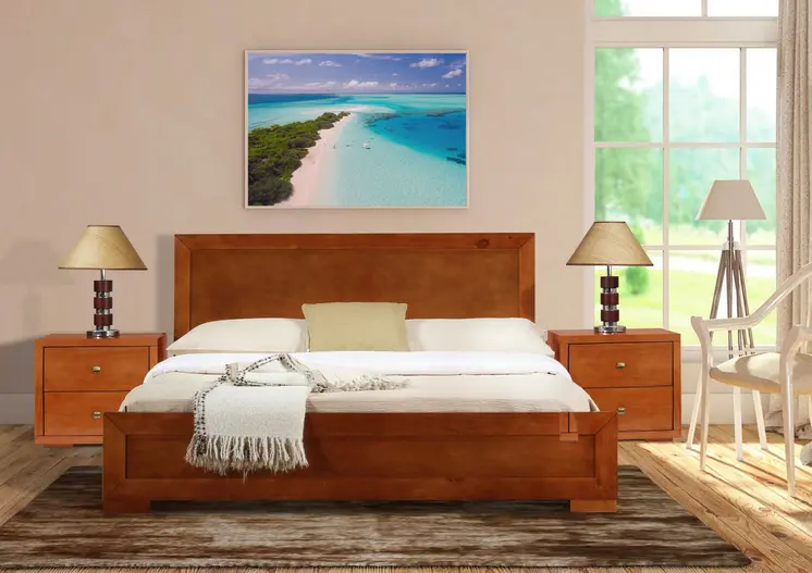 Cherry Blossom Pink Wood Queen With Yes Bed Frame