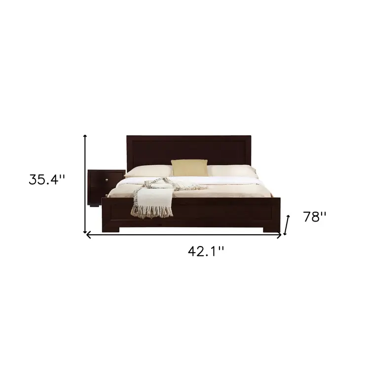 Moma Espresso Wood Platform Twin Bed With Nightstand