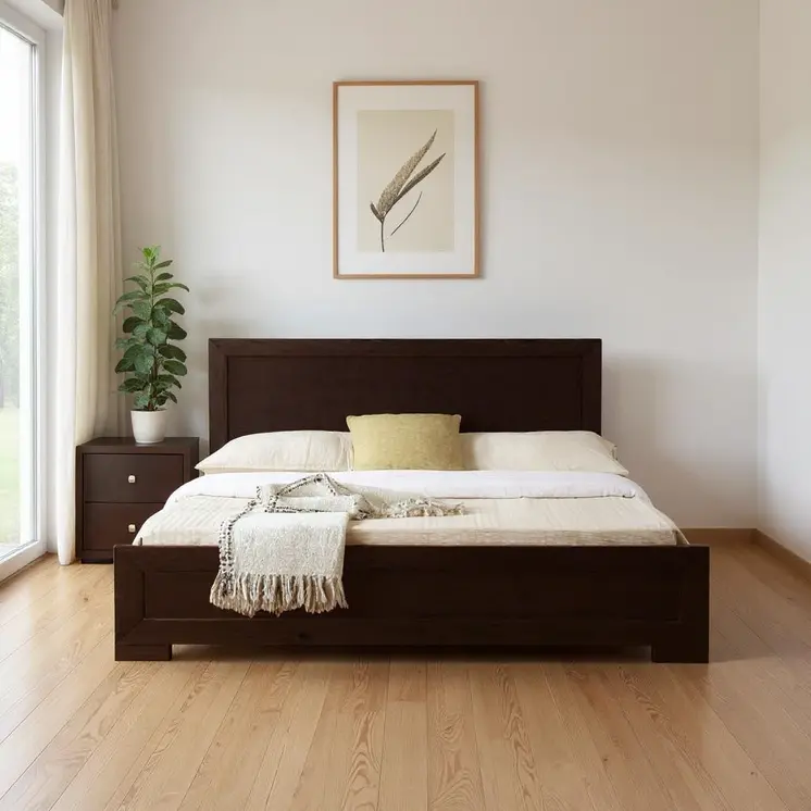 Moma Espresso Wood Platform Twin Bed With Nightstand