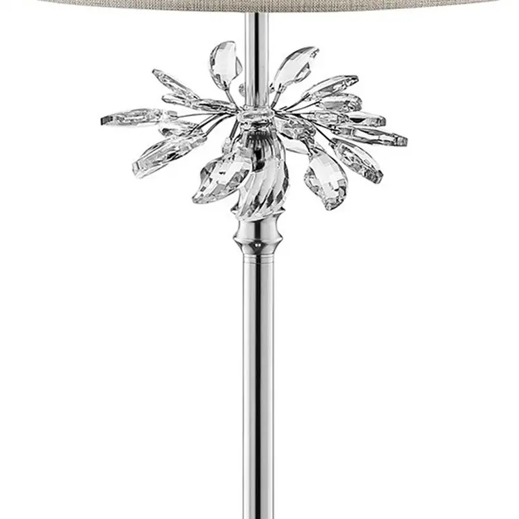 62" Silver Floor Lamp With Silver Fabric Drum Shade