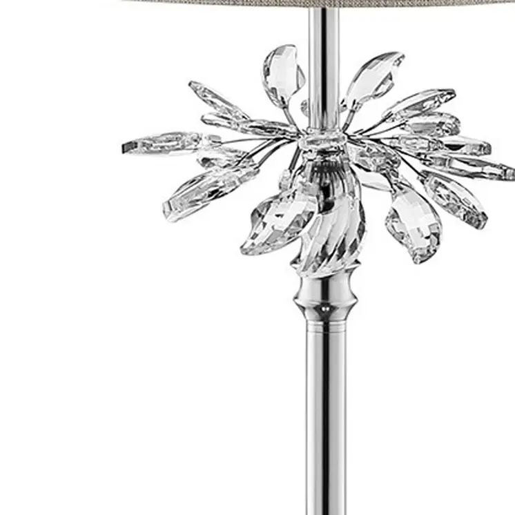 62" Silver Floor Lamp With Silver Fabric Drum Shade