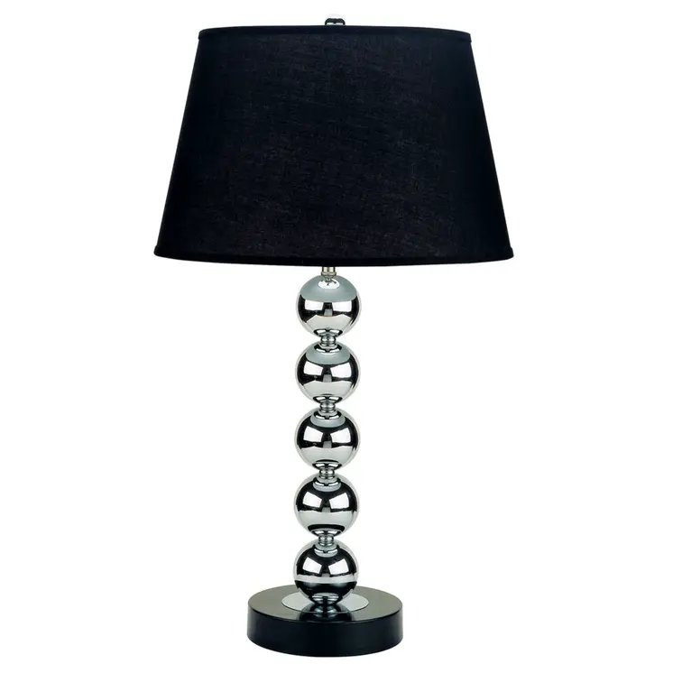 Silver Bauble Table Lamp with Black Shade
