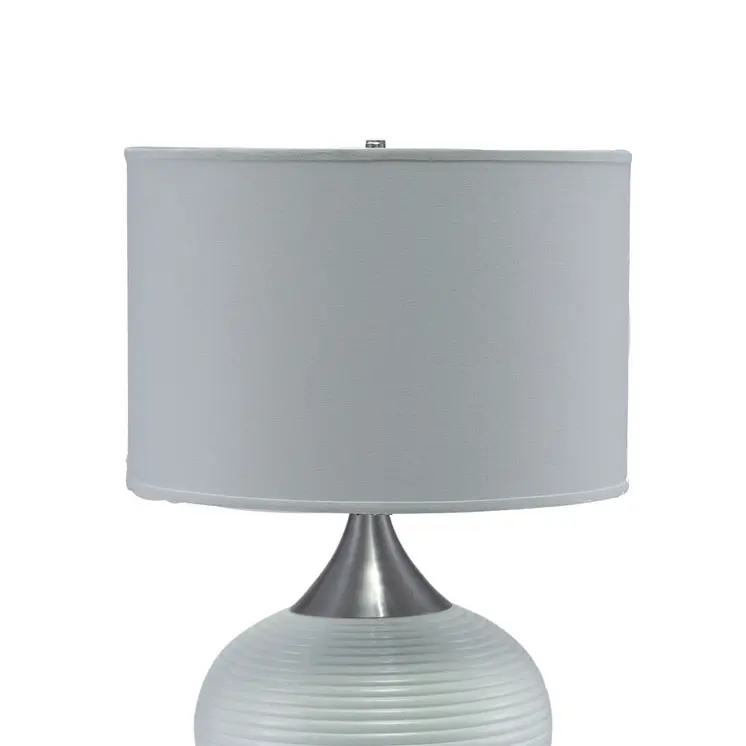 25" Silver Gourd Bedside With White Shade