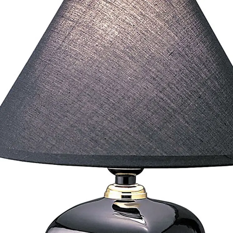 13" Black Ceramic Bedside Table Lamp With Black Shade