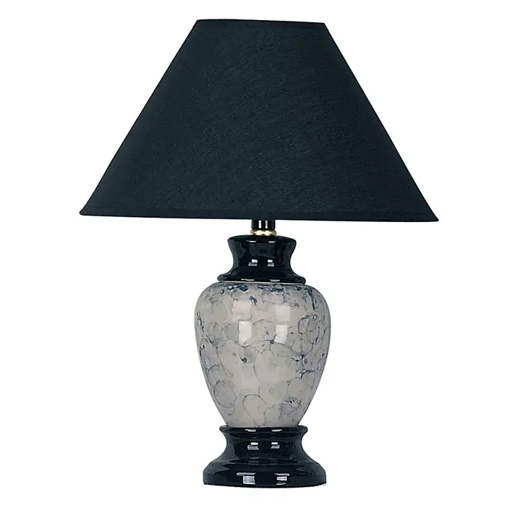 13" Black Ceramic Bedside Table Lamp With Black Shade
