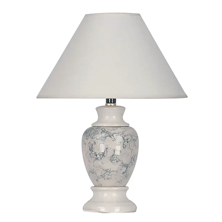 13" Ivory Ceramic Urn Bedside Lamp With White Empire Shade