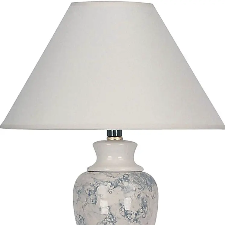 13" Ivory Ceramic Urn Bedside Lamp With White Empire Shade