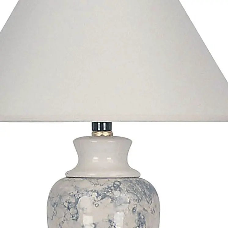13" Ivory Ceramic Urn Bedside Lamp With White Empire Shade