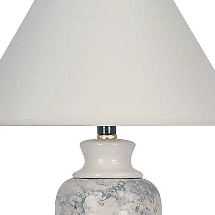 13" Ivory Ceramic Urn Bedside Lamp With White Empire Shade