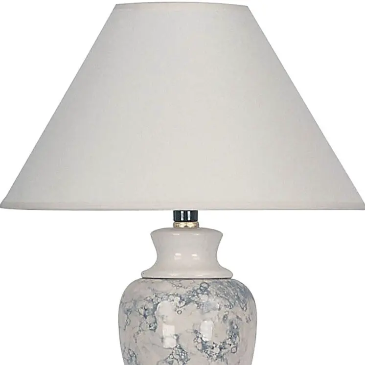 13" Ivory Ceramic Urn Bedside Lamp With White Empire Shade