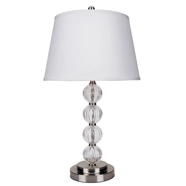 29" Silver Metal Table Lamp With White Classic Empire Shade