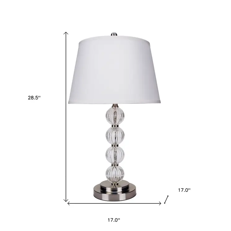 29" Silver Metal Table Lamp With White Classic Empire Shade