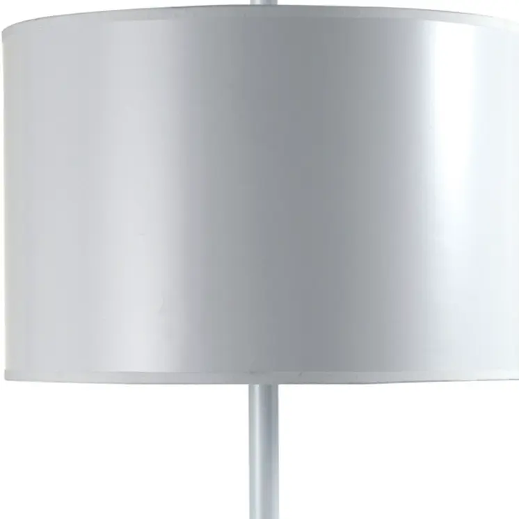 25" White Metal Table Lamp With White Classic Drum Shade