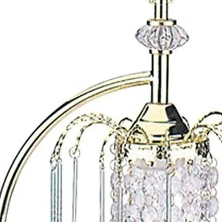 27" Gold Metal Chandelier Faux Crystal Table Lamp