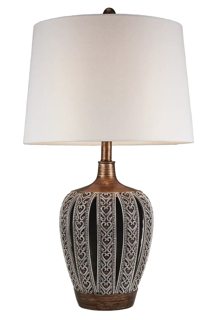 Primo Tall Brown Table Lamp with White Lamp Shade