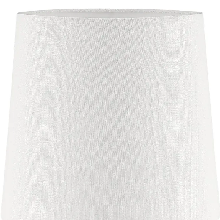 24" White Metal Bedside Table Lamp With Off-White Shade