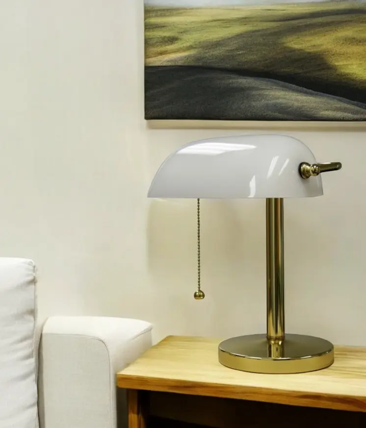 Gold and White Hooded Table Lamp