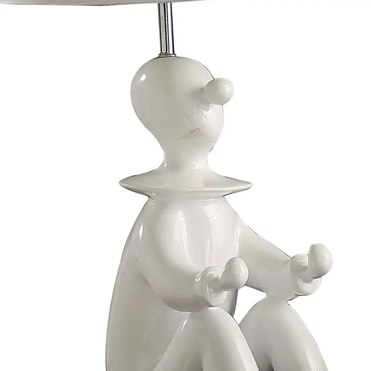 21" White Novelty Clown Table Lamp With White Empire Shade