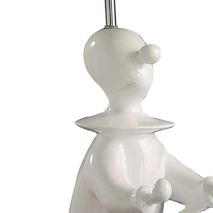 21" White Novelty Clown Table Lamp With White Empire Shade