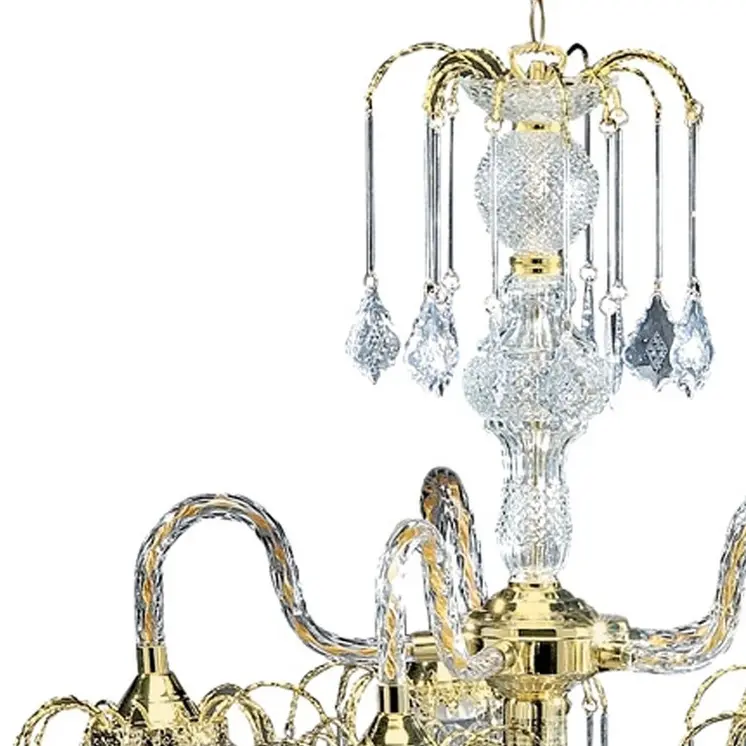 Two Tier Crystal and Gold Hanging Chandelier Light