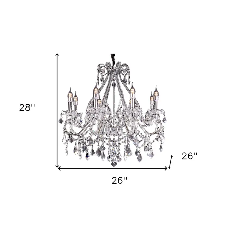 Candle Style Empire Eight Light Transparent Glass Led Ceiling Light