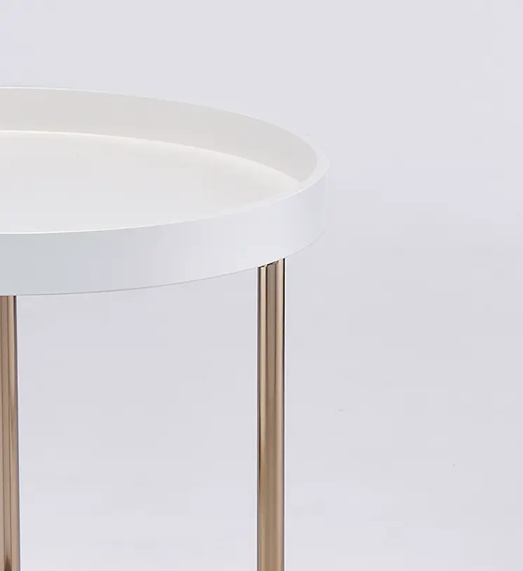 22" Copper And White Round End Table
